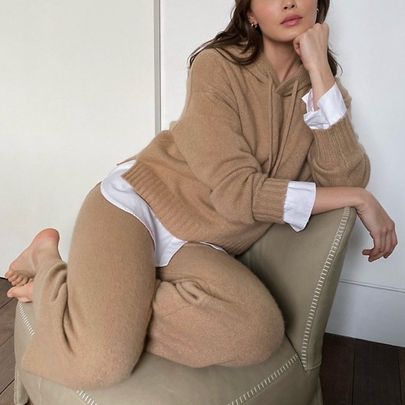 Aritzia The Group Babaton Luxe Cashmere Hoodie cream tan beige - Picture 3 of 9